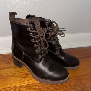 Timberland Dark Brown leather Lace Up Combat Boots
